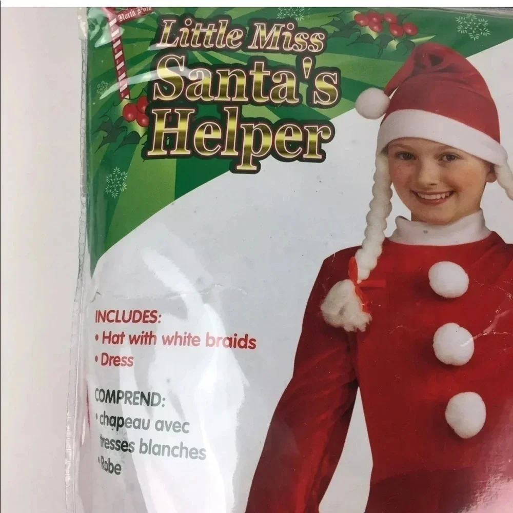 Little Miss Santa’s Helper Dress Large 12-14‎ Hat Costume Christmas Holiday Red